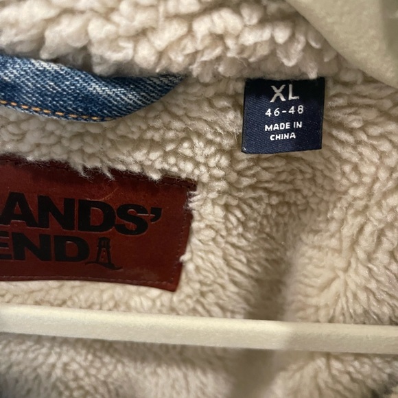 Lands End Sherpa Lined Denim Jacket Size XL - Picture 2 of 2